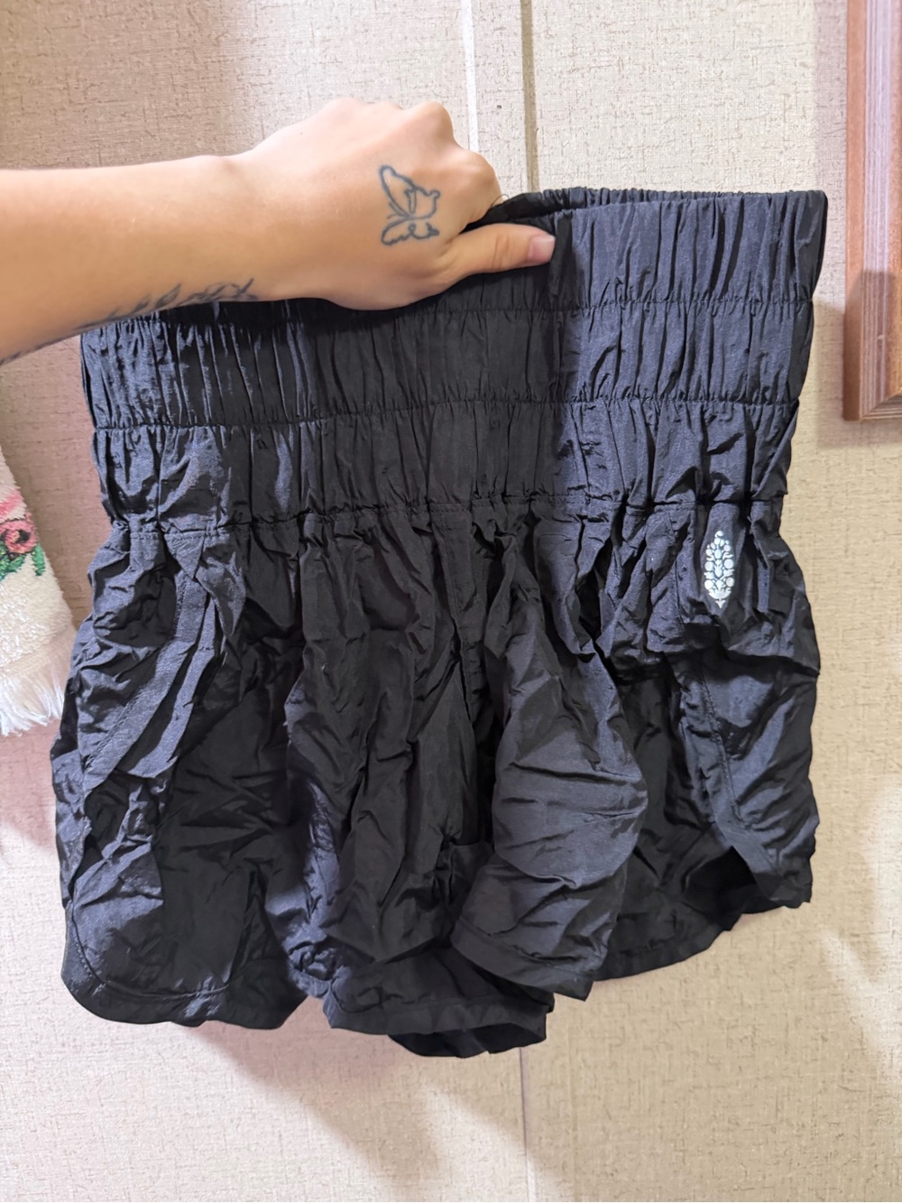 Free People Black Athletic Shorts with Wide Waistband - Picture 2 of 3
